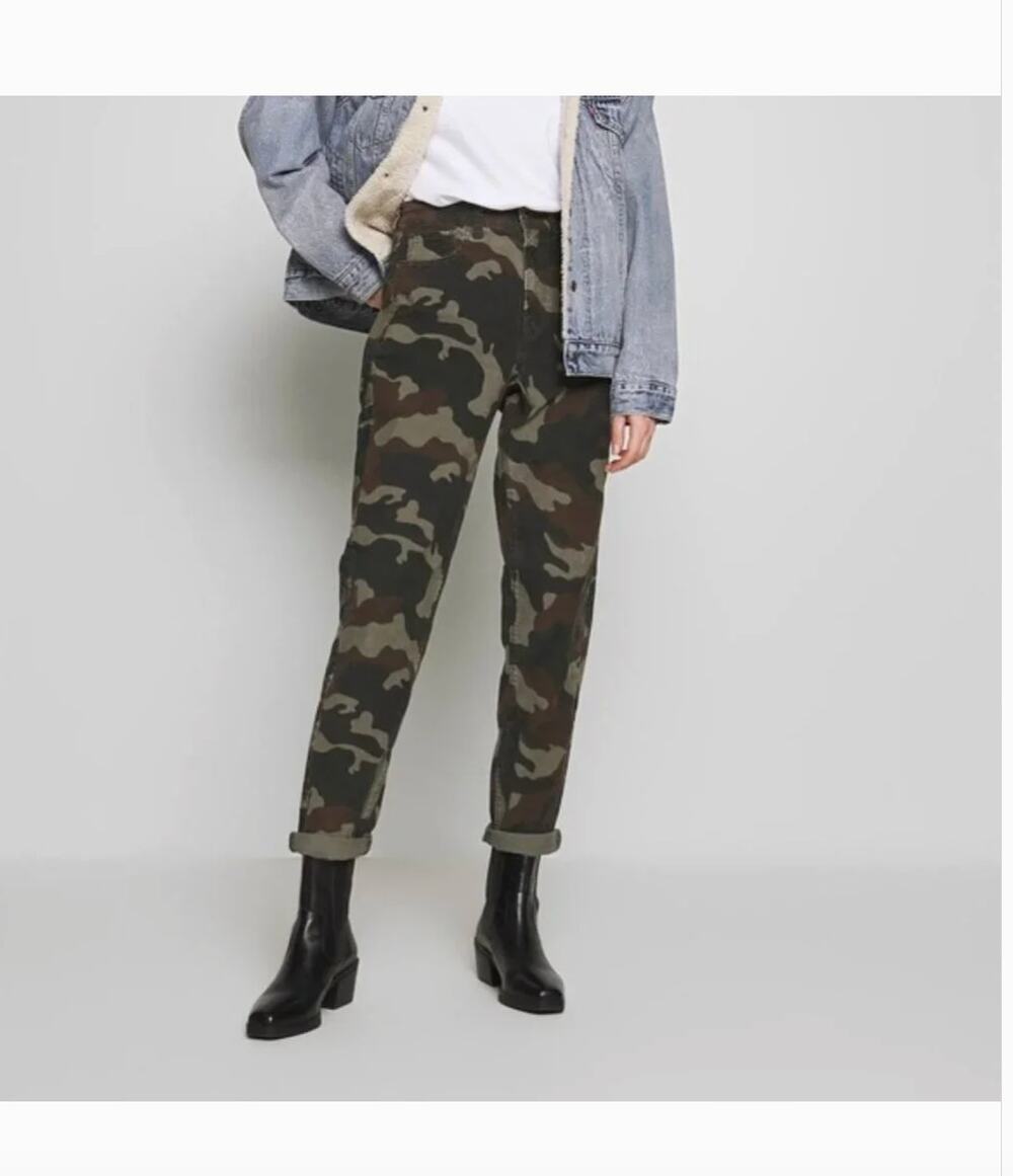 American Eagle Camo Print Corduroy Mom Jeans High Waisted Stretch Relaxed 00R